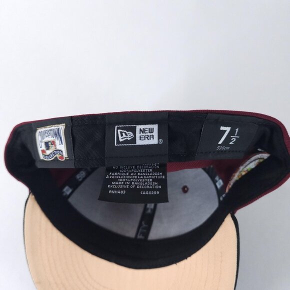 Atlanta Braves Hat Cap Fitted Mens 7 1/2 Burgundy MLB Baseball 59FIFTY New Era - Picture 6 of 7